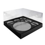 Bento & 5 Cupcake Box Pvc Lid 255X255X150MM Black