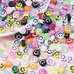 100PCS 4 7MM Smiling Face Mixed Colorful Cute Acrylic Beads For Jewelry Making Diy Creative Fashion Bracelet Necklace Handmade C
