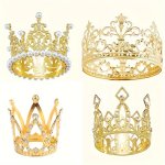 1PC Crown Cake Topper Golden Silvery Small Crown Queen MINI Crown Princess Headpiece MINI Tiara Cake Decoration For Bridal Weddi