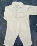 White Pajama Set With Blue Trim 3 4Y