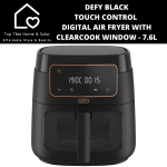 Defy Black Touch Control Digital Air Fryer With Clearcook Window - 7.6L