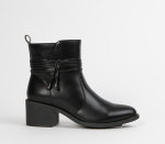 Black Block Heeled Ankle Boots For Women - 8 Black