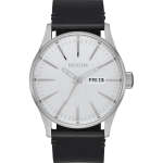 Nixon Sentry Leather Mens Watch - All Silver Black