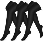 Charmking 3 Pairs Thigh High Compression Socks For Women And Men 15-20 Mmhg Boost Circulation And All Day Comfort L xl Black