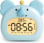 Elephant Alarm Clock Bedroom Blue Elephant Animals Clock With Night Light