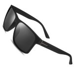 Hxnvzf Polarized Sunglasses For Men Women Driving Fishing Mens Sunglasses Rectangular Vintage Sun Glasses Grey Lens matte Black