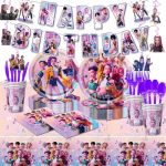 118 Psc For K Pop Demon Birthday Party Supplies Set Demon Theme Plates Cups Utensils Napkins Tablecloth