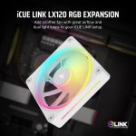 Corsair Icue Link LX120 Rgb 120MM Pwm Fan - Dual Light Loops Requires Icue Link System Hub Sold Separately - White