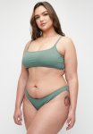 Cotton On Plus Straight Neck Crop Bikini Top - Dusty Khaki