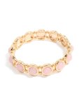 Goldair Gold Pink Beaded Organic Shaped Stretch Bracelet