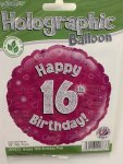 Happy Bday No 16 Pink 18INCH