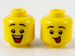 Parts Minifigure Head Dual Sided Child Black Eyebrows Open Mouth With Red Tongue Red Tongue Sticking Out Pattern - Hollow Stud