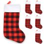 Christmas Stockings Decoration Red Plaid Stocking Set Of 6 - Large