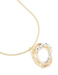 Mixed Metal Plated Textured Double Oval Pendant Necklace