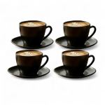 Opal 4 Piece Cup & Saucer Set Black