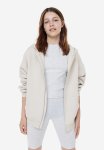 Oversized Zip-through Hoodie - Beige