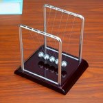 Newton's Cradle Balance Balls Desk Sculpture - Kinetic Energy Motion Toy For Home And Office Decor - Metal And Plastic Executive