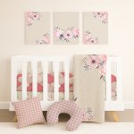 Floral Cot Bedding Set Watercolour Bouquet Beige Set