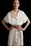 Belted Shirt Dress - White