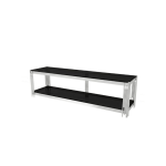Tempered Glass & Steel Accents Tv Stand - Silver