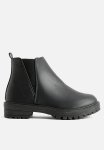 Elastic Panel Chunky Cleated Chelsea Boots - Black