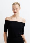 Off-the-shoulder Jersey Top - Black