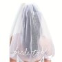 Elegant Bridal Veil With Comb - Double Layer White & Golden Foil Accents For Wedding Photos And Party Accessory