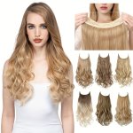 Hair Extensions Invisible Wire Wavy Curly Long Synthetic Hairpieces For Women Adjustable Headband Heat Friendly Fiber No Clip