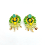 African Chic Collared Sun Beaded Earrings - Green Yellow