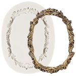 Qdmolds Oval Flower Wreath Silicone Mold Vintage Photo Frame Fondant Mold Picture Frame Molds For Cake Decoration Cupcake Topper