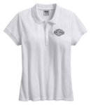 Women’s Bar & Shield Logo Short Sleeve Polo White