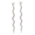Silver Diamante Wavy Stud Earrings