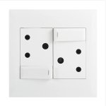 Double 16A Switched Wall Socket Black White - White