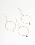 Goldair Gold Multicoloured Flower Statement Bracelets 3-PACK
