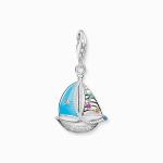 Charm Pendant - Turquoise Sailing Boat - Silver