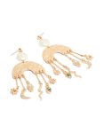 Brushed Gold Rainbow & Celestial Charm Drop Earrings