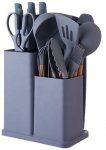 Silicone Kitchenware Kit 19 Pieces Knife & Spoon Set With Storage Rack Silicone Scissor Kitchen Tool Set