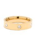 Waterproof Gold Plated Stainless Steel Cubic Zirconia Cocktail Band Ring - M l