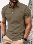 Men's Striped Golf T-Shirt Short Sleeve Tee For Summer Casual Trendy Top For Males Business And Leisure Wear
