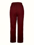Drawstring Straight Leg Pants Casual Solid Color Daily Wear Pants For Spring & Fall Women's Clothing