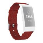 Woven Vanvas Nylon Watch Band For Fitbit Charge 3 Dark Red