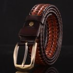1PC 110 115 120CM Men's Genuine Leather Cowhide Belt Woven Casual Versatile Pants Belt