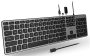 Macally Uczkeyhubacsg Wired USB C Keyboard With USB Ports - Space Gray/black