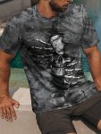 Men's Skull Graphic Print T-Shirt Short Sleeve Crew Neck Tee Men's Clothing For Summer Outdoor