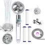 Filtered Shower Head With Handheld High Pressure Handheld Turbo Fan Shower Kit With Replacement Hose/bracket/cotton Filters And Bath Loofah One Key P