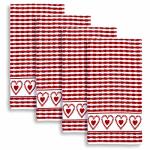 Cackleberry Home Laurel Hearts Terrycloth Kitchen Towels Set Of 4 Red
