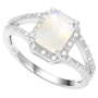 2 Ct Lab Opal Emerald Cut Ring In Sterling Silver