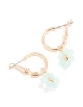 Goldair Gold Light Blue Beaded Flower Huggie Earrings