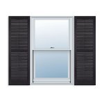 Perfect Shutters, Inc. 15 Inch X 63 Inch Standard Louver Exterior Vinyl Window Shutters Black Pair