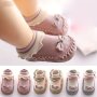 Spring And Autumn Cartoon Baby Leather Bottom Socks Baby Toddler Floor Socks Bowknot Non-slip Children's Soft Bottom Shoes Socks